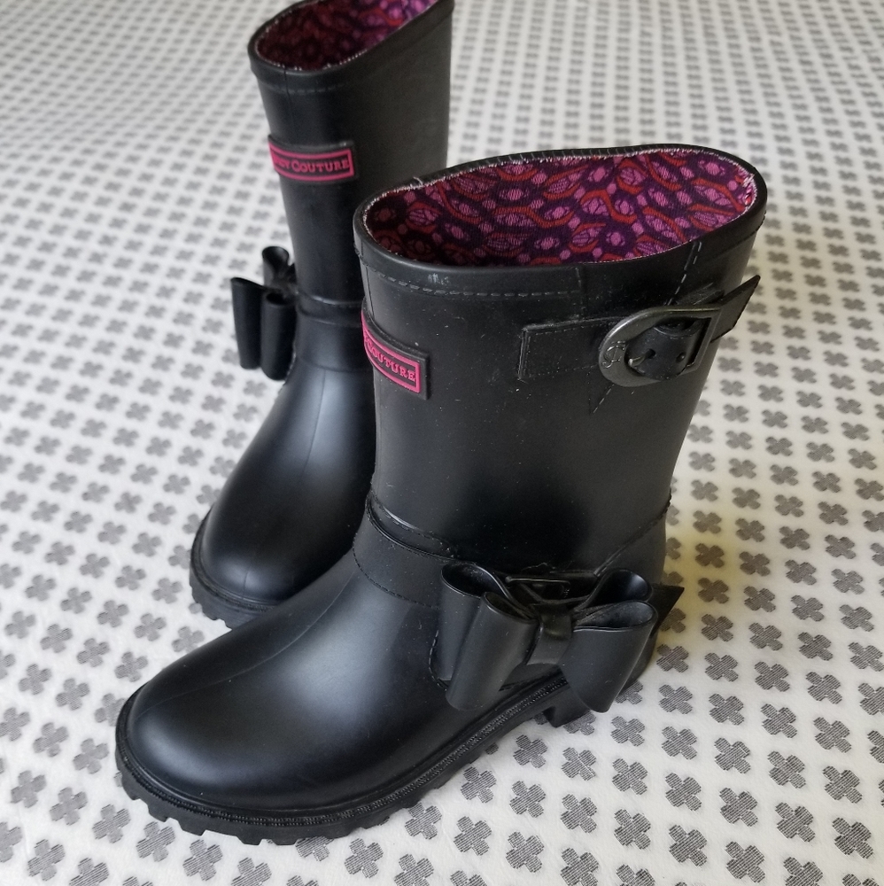 Juicy Couture Black Rain Boots with Bow Detail